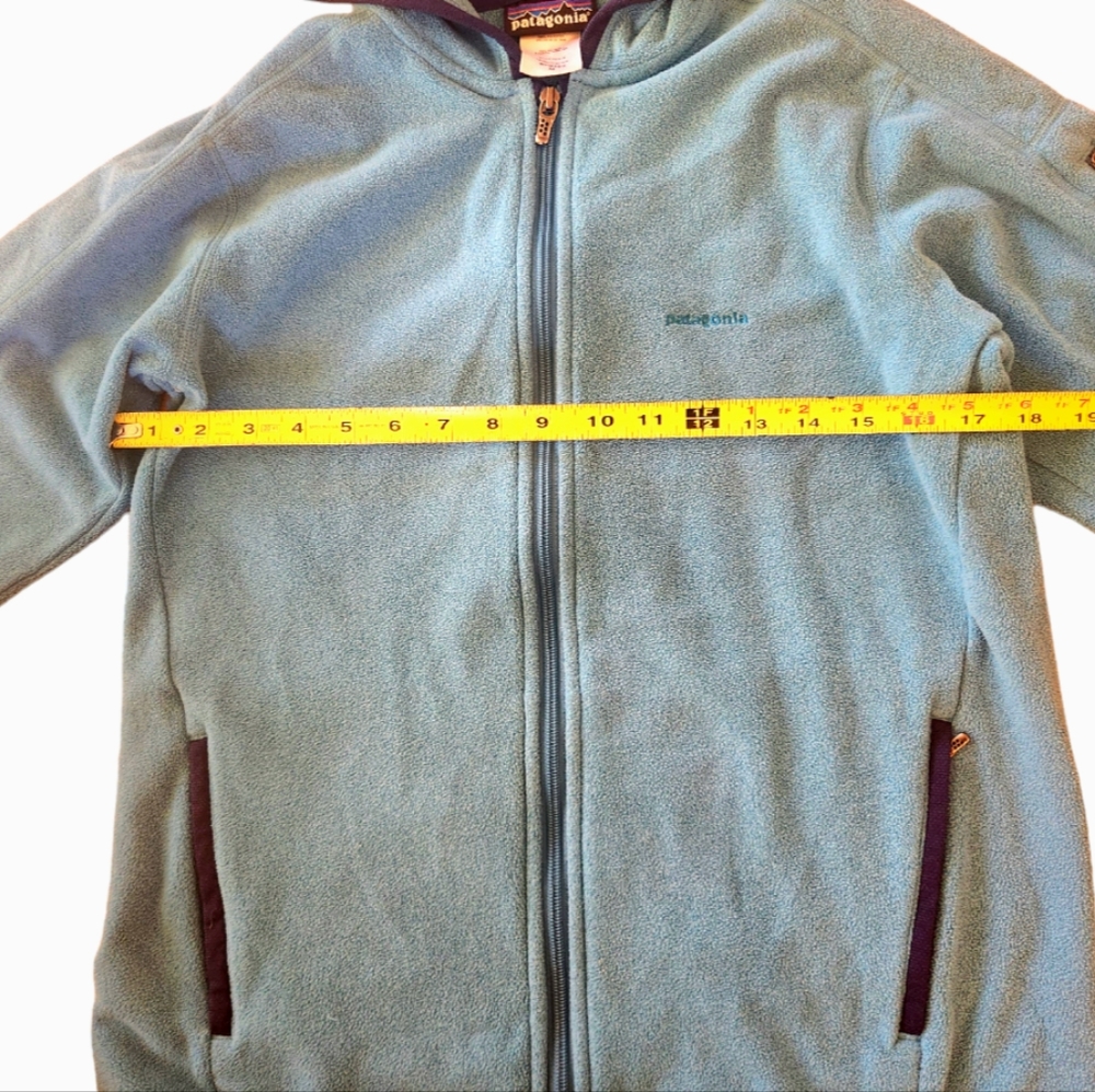 Patagonia Fleece Hooded Jacket Women's Size M Full Zip Pockets Light Blue - Picture 6 of 7